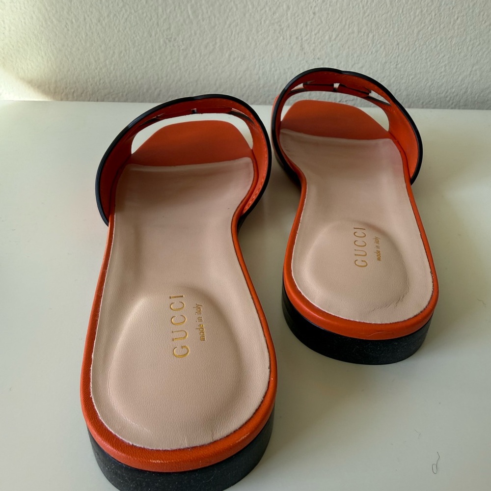 Gucci Women's Orange Slide Sandals - Picture 4 of 7